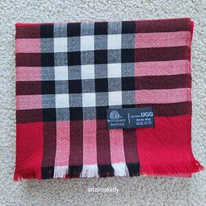 NWOT Ugg Merino Wool Red Plaid Scarf